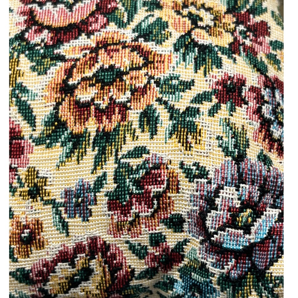 Floral‎ Tapestry Tan pink and blue floral Vintage Bag, Lucite Hong Kong Clutch - Picture 4 of 8